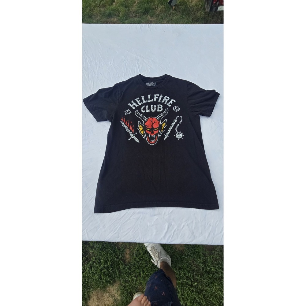 Hellfire Club T Shirt Mens Small Black Stranger Things Netflix Short Sleeve
